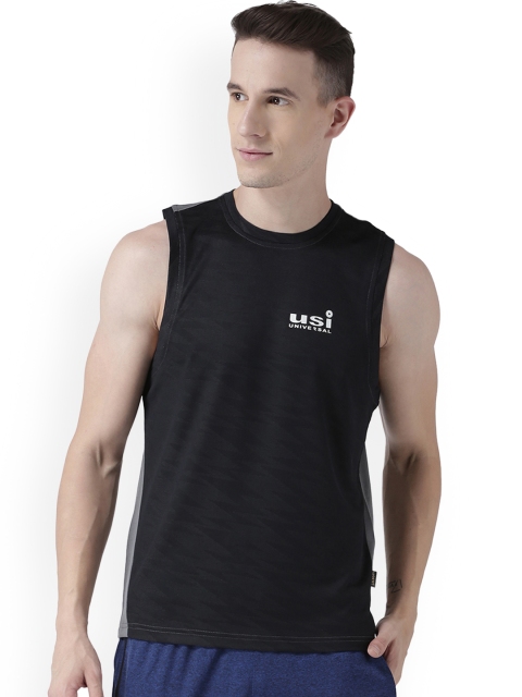 

USI UNIVERSAL Men Black Colourblocked Round Neck T-shirt