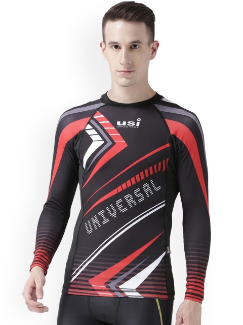 

USI UNIVERSAL Men Black Printed Round Neck T-shirt