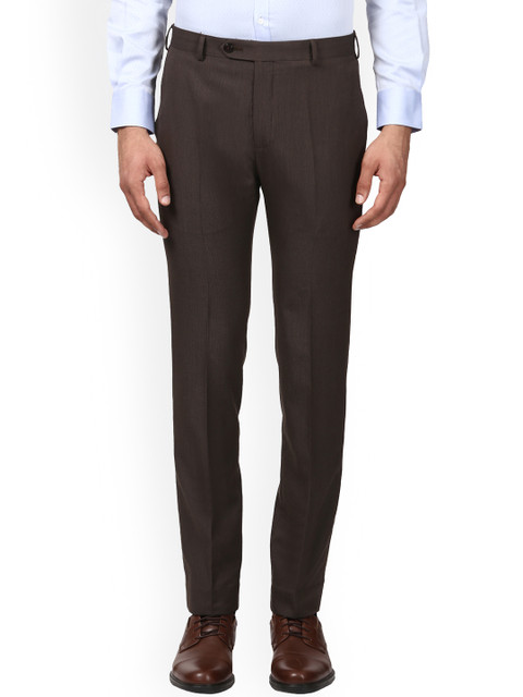 

Raymond Men Brown Slim Fit Self Design Formal Trousers