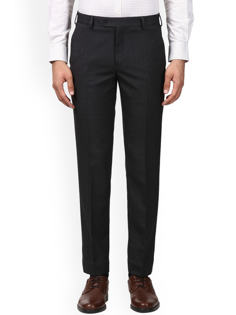 

Raymond Men Charcoal Grey Slim Fit Self Design Formal Trousers