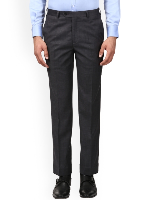

Raymond Men Charcoal Regular Fit Self Design Formal Trousers
