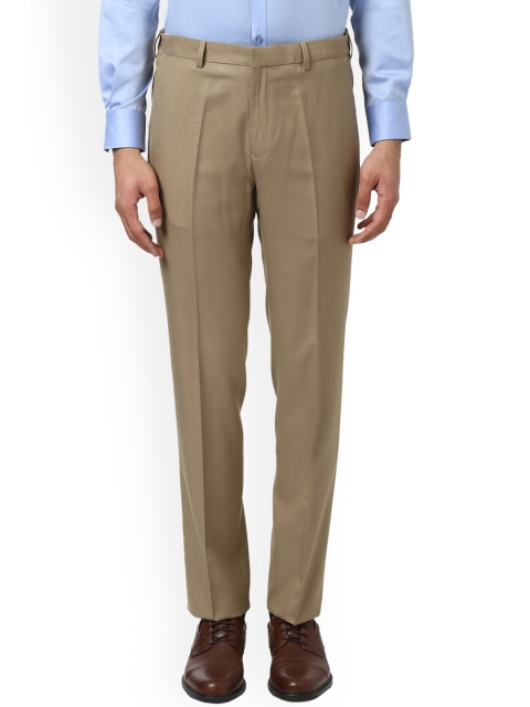 

Raymond Men Khaki Regular Fit Self Design Formal Trousers