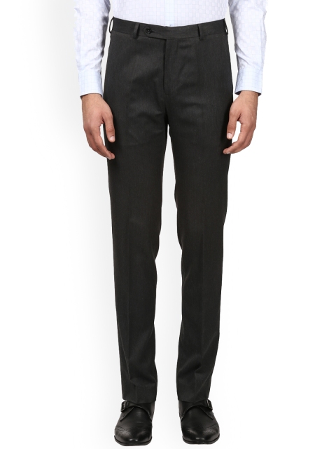

Raymond Men Charcoal Regular Fit Self Design Formal Trousers