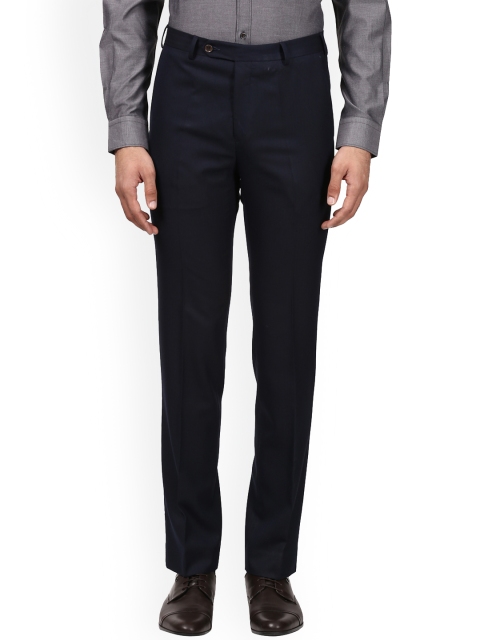 

Raymond Men Blue Regular Fit Self Design Formal Trousers