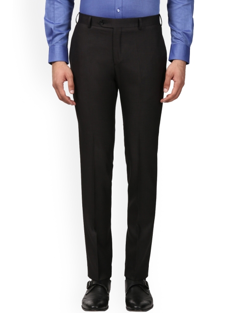 

Raymond Men Brown & Black Slim Fit Solid Formal Trousers