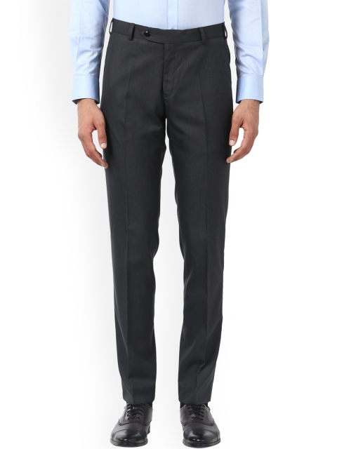 

Raymond Men Charcoal Slim Fit Self Design Formal Trousers