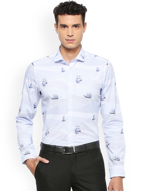 

SIMON CARTER LONDON Men Blue Slim Fit Printed Casual Shirt