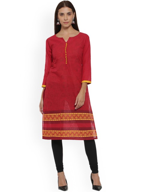 

Soch Women Red & Red Printed Straight Kurta