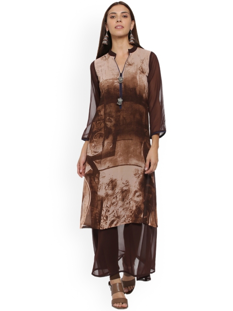 

Soch Women Brown Printed A-Line Kurta