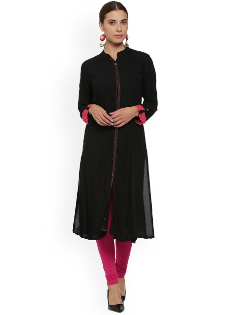 

Soch Women Black Solid Straight Kurta