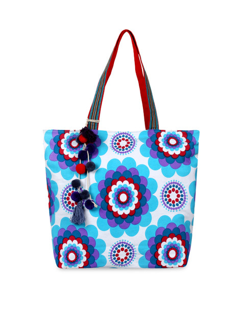 

Anekaant Blue & Red Printed Tote Bag