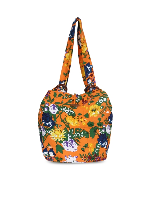 

Anekaant Orange & Blue Printed Hobo Bag