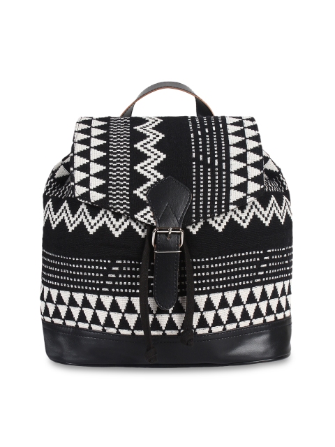 

Anekaant Women Black & White Geometric Backpack