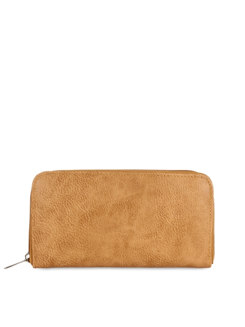 

Anekaant Women Beige Solid Zip Around Wallet