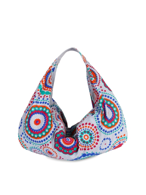

Anekaant Grey Printed Hobo Bag