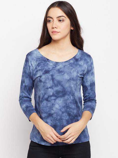 

The Dry State Women Blue Printed Round Neck T-shirt