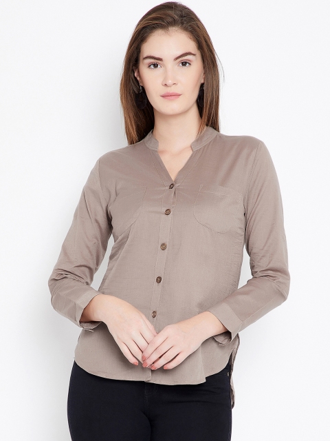 

Ruhaans Women Brown Classic Regular Fit Solid Casual Shirt