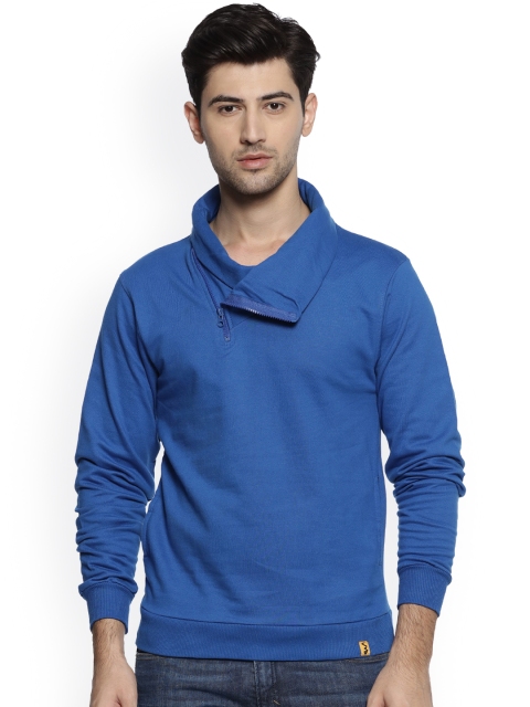 

Campus Sutra Men Blue Solid Turtle Neck Sweatshirt