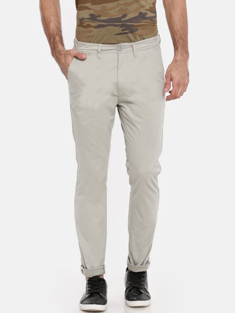 

Breakbounce Men Grey Slim Fit Solid Chinos