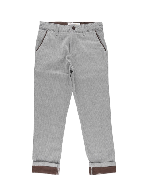 

POPPERS by Pantaloons Boys Grey Regular Fit Self Design Regular Trousers