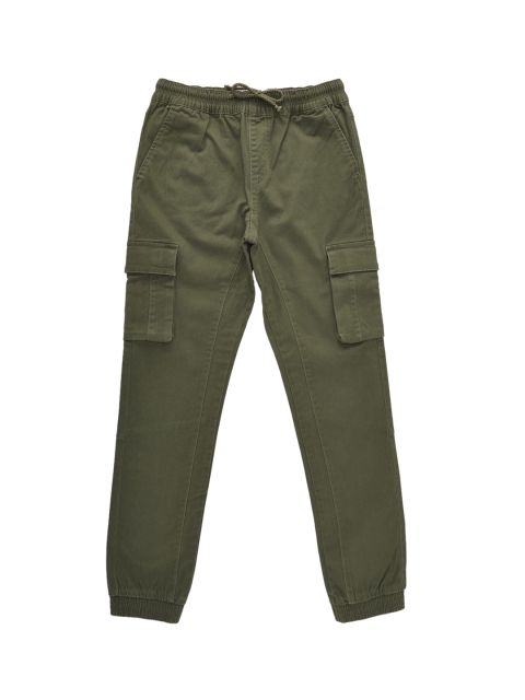 

POPPERS by Pantaloons Boys Olive Green Regular Fit Solid Joggers