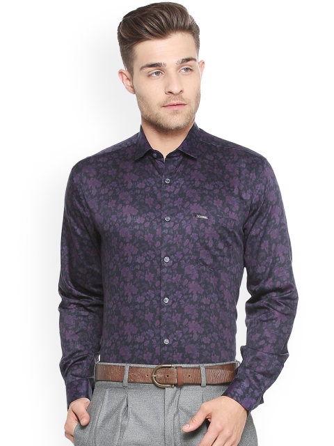 

V Dot Men Purple & Black Slim Fit Printed Casual Shirt