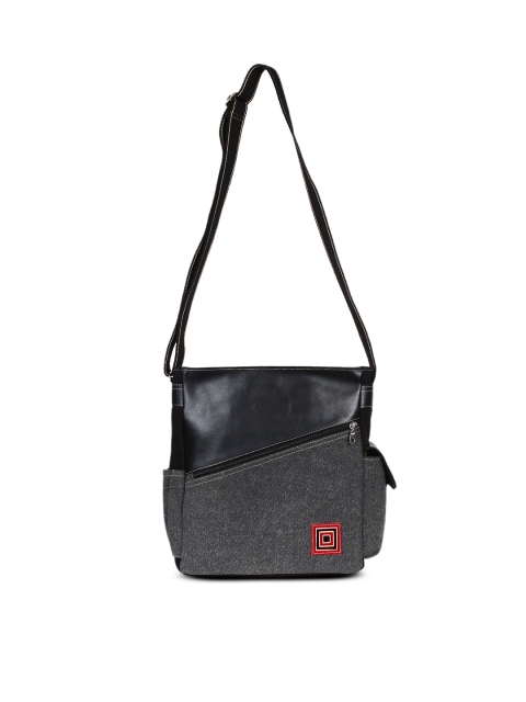 

Anekaant Grey & Black Colourblocked Sling Bag