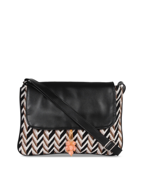 

Anekaant Black & Beige Self Design Sling Bag