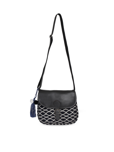 

Anekaant Black & White Self Design Sling Bag