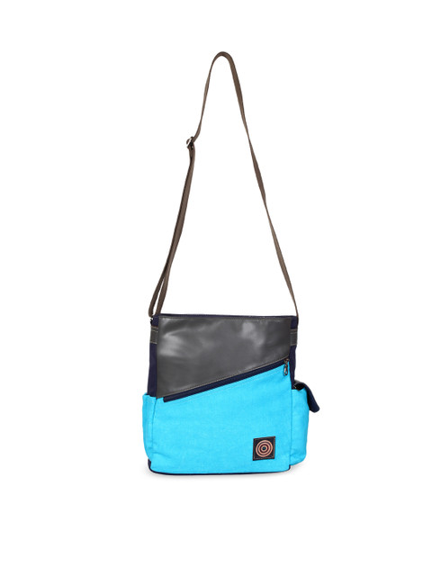 

Anekaant Turquoise Blue & Black Colourblocked Sling Bag