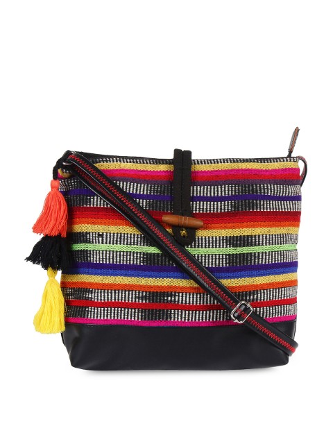

Anekaant Black & Red Striped Sling Bag
