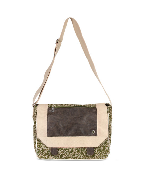 

Anekaant Green & Beige Printed Sling Bag