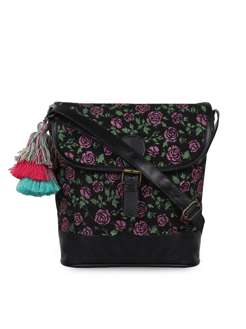 

Anekaant Black & Lavender Printed Sling Bag