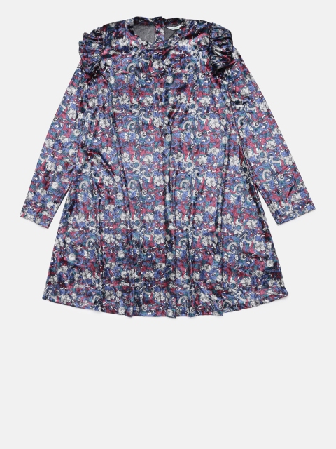 

Bossini Girls Navy Blue Printed A-Line Dress