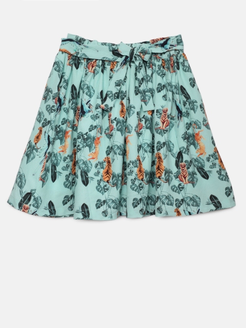 

Bossini Girls Blue Floral Printed Flared Knee Length Skirt