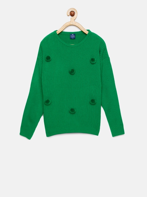 

Fame Forever by Lifestyle Girls Green Self Design Pullover Sweater