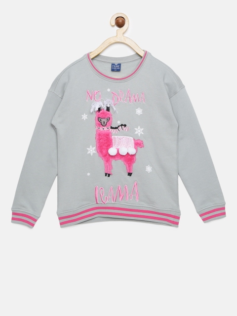 

Fame Forever by Lifestyle Girls Grey Self Design Sweatshirt