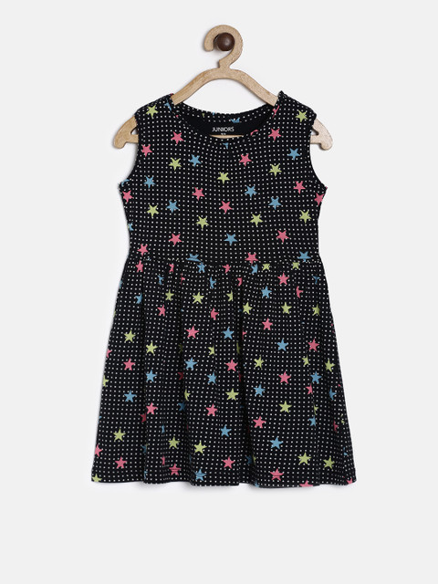 

Juniors by Lifestyle Girls Black Printed Fit and Flare Dress