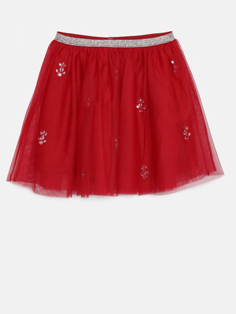 

Fame Forever by Lifestyle Girls Red Embellished Flared Skirt