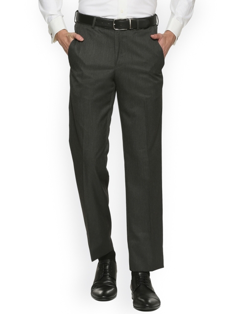 

Van Heusen Men Charcoal Grey Regular Fit Solid Formal Trousers