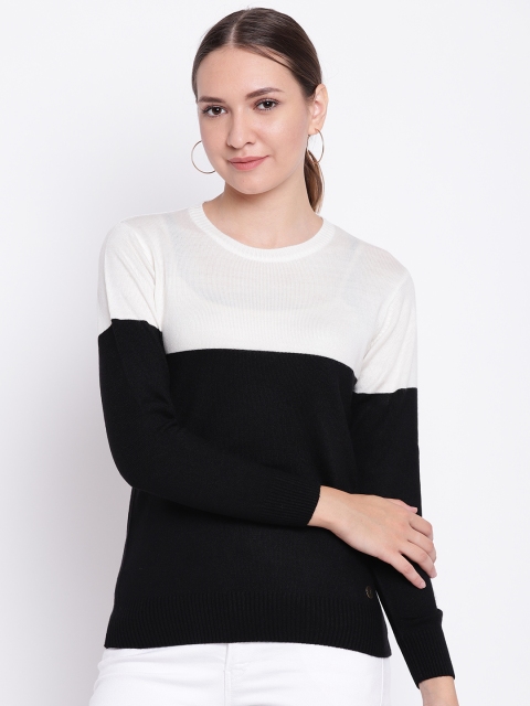 

Cayman Women Black & White Colourblocked Pullover