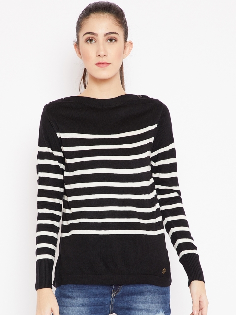 

Cayman Women Black & White Striped Woollen Pullover