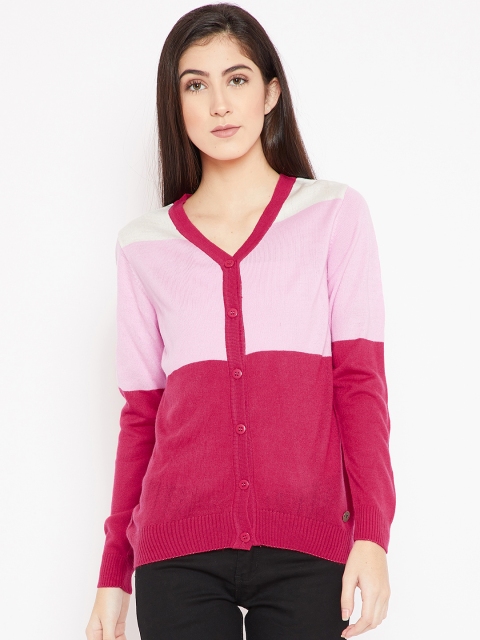 

Cayman Women Pink Colourblocked Woollen Cardigan