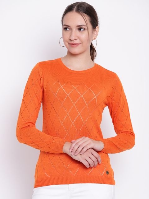 

Cayman Women Orange Self-Design Pullover