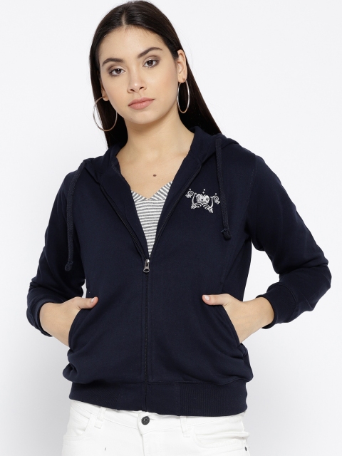 

Cayman Women Navy Blue Solid Hooded Sweatshirt