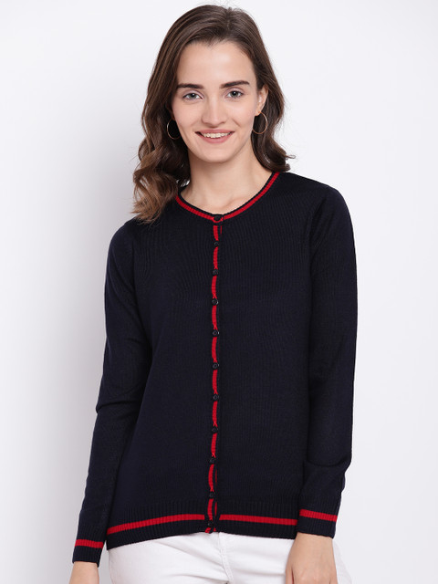 

Cayman Women Navy Blue Solid Cardigan