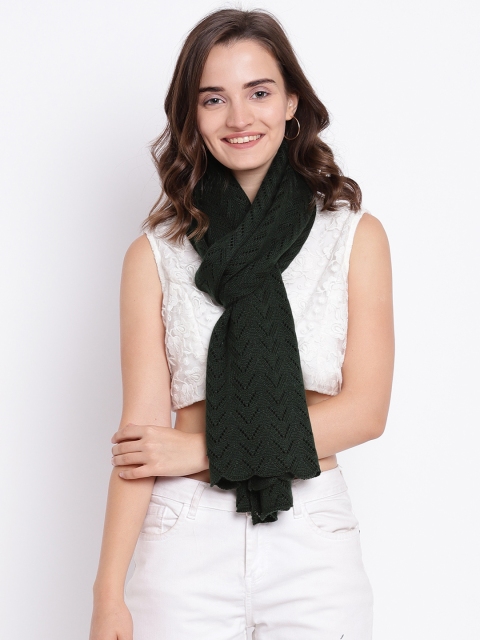 

Cayman Women Olive Green Woollen Woven Design Stole