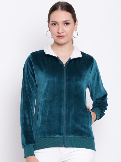 

Cayman Women Teal Green Solid Sweatshirt