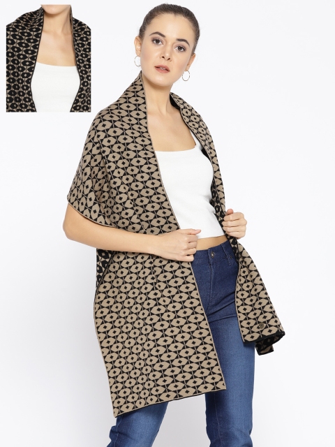 

Cayman Women Taupe & Black Woven Design Reversible Woollen Stole