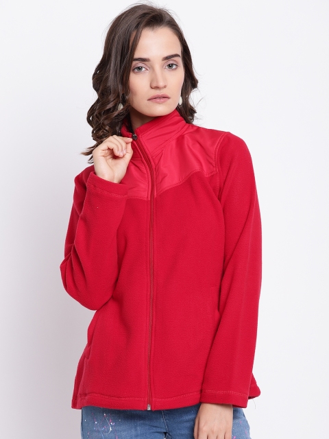 

Cayman Women Red Solid Fleece Sweatshirt